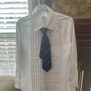 Boys tuxedo shirt with adjustable  blue strip tie